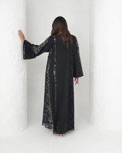 R137 Dantel Black Abaya Set Abaya for Women UAE – Abaya – Rutba Fashion Abaya