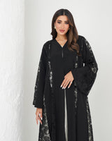 R137 Dantel Black Abaya Set Abaya for Women UAE – Abaya – Rutba Fashion Abaya