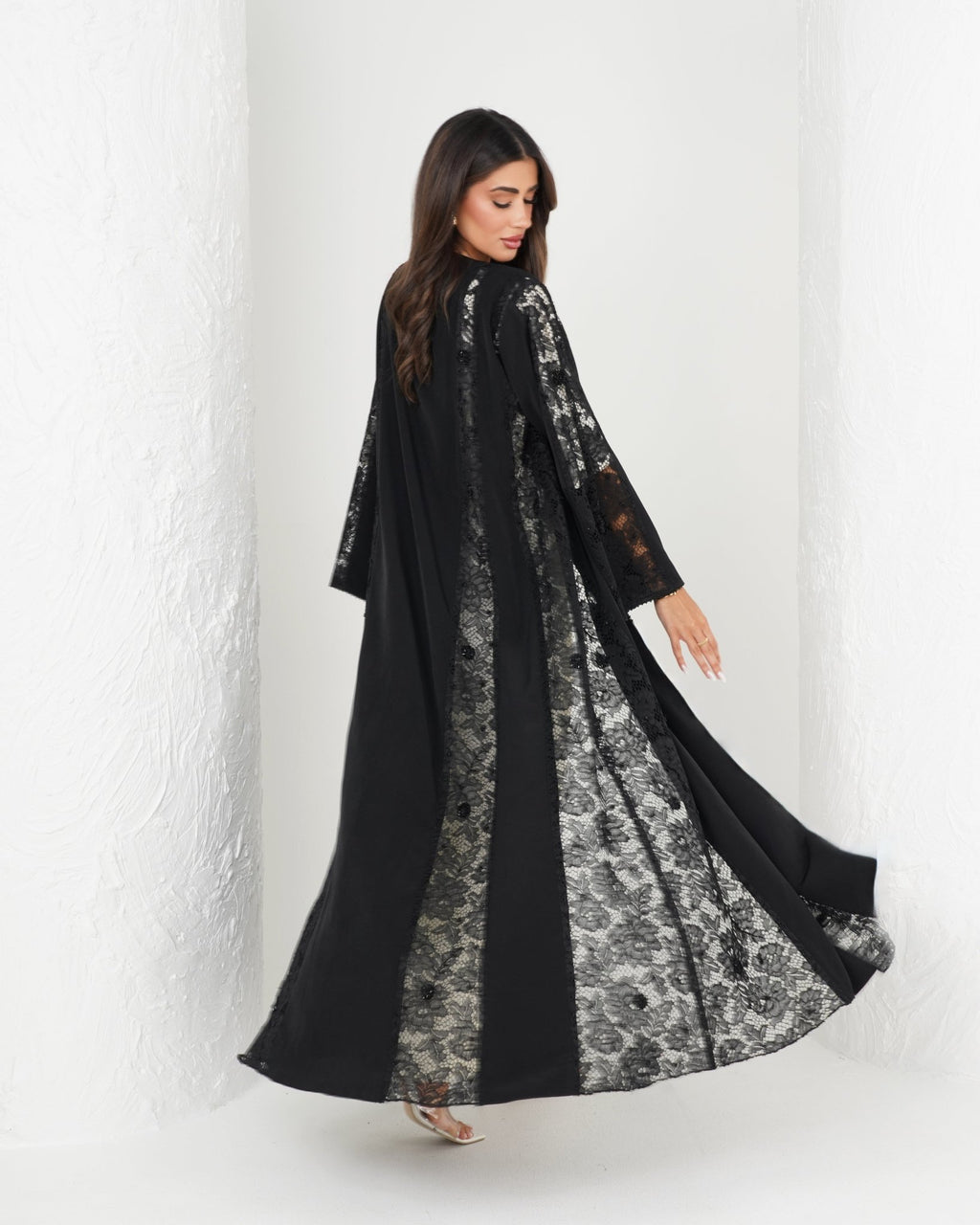 R137 Dantel Black Abaya Set Abaya for Women UAE – Abaya – Rutba Fashion Abaya