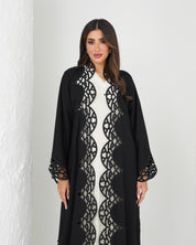 R141 Black Dantel Abaya Set Abaya for Women UAE – Abaya – Rutba Fashion Abaya
