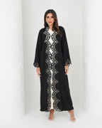R141 Black Dantel Abaya Set Abaya for Women UAE – Abaya – Rutba Fashion Abaya