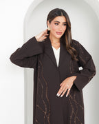 R142 Dark Brown Abaya Set Abaya for Women UAE – Abaya – Rutba Fashion Abaya