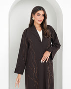 R142 Dark Brown Abaya Set Abaya for Women UAE – Abaya – Rutba Fashion Abaya
