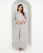 R143 Grey Summer Abaya Set Abaya for Women UAE – Abaya – Rutba Fashion Abaya