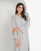 R143 Grey Summer Abaya Set Abaya for Women UAE – Abaya – Rutba Fashion Abaya