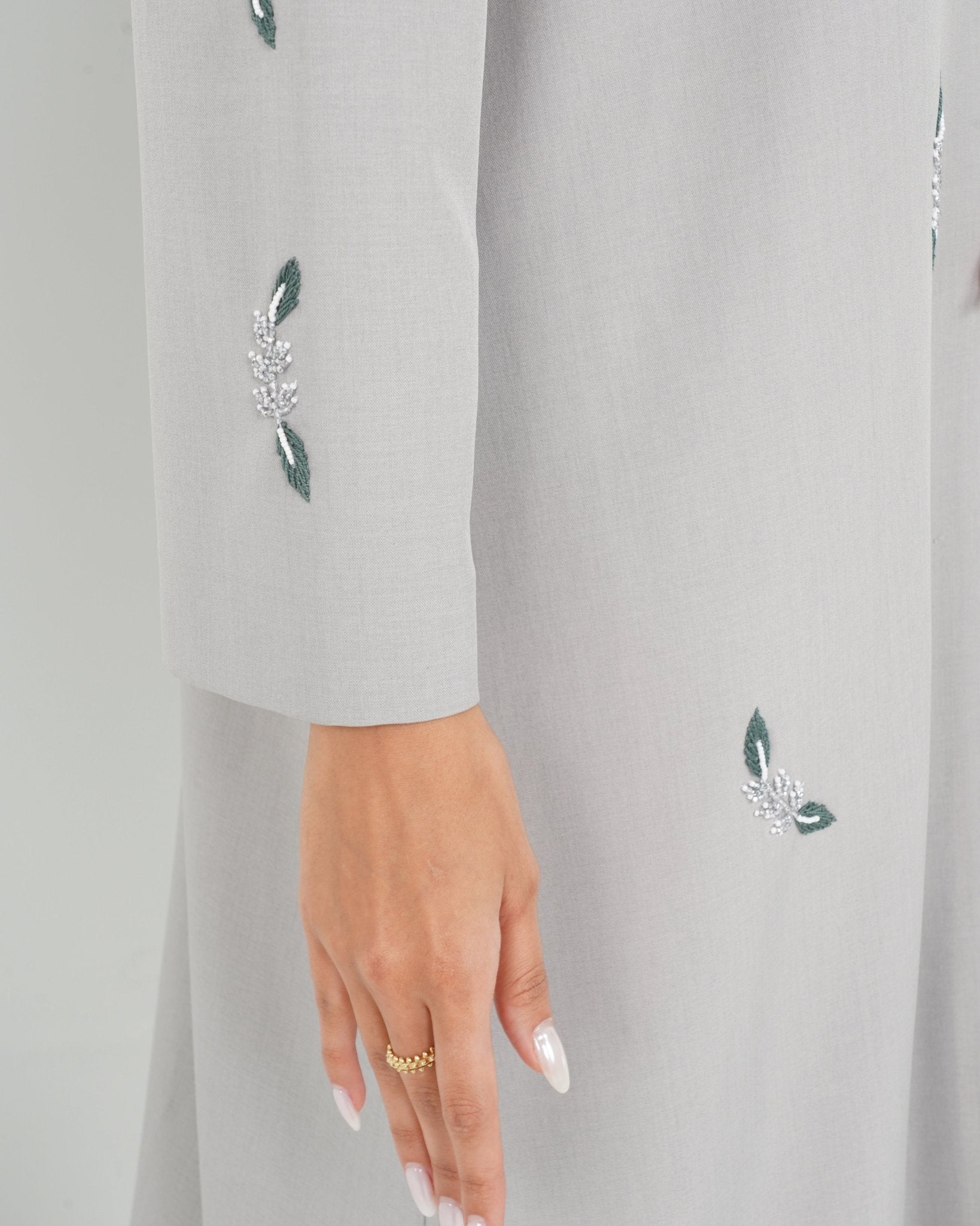 R143 Grey Summer Abaya Set Abaya for Women UAE – Abaya – Rutba Fashion Abaya