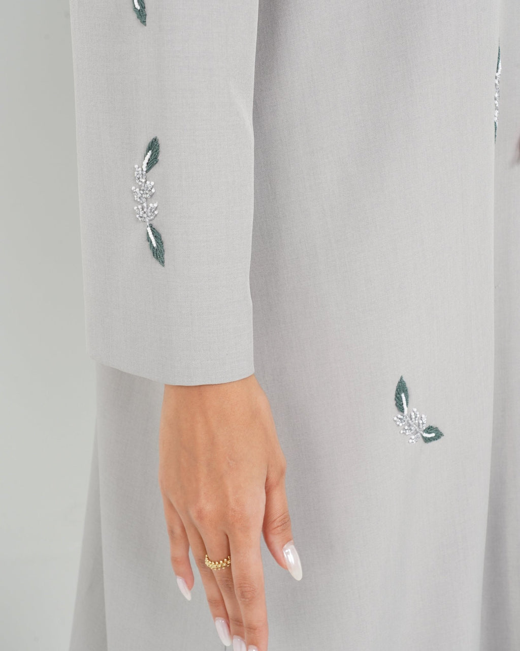 R143 Grey Summer Abaya Set Abaya for Women UAE – Abaya – Rutba Fashion Abaya