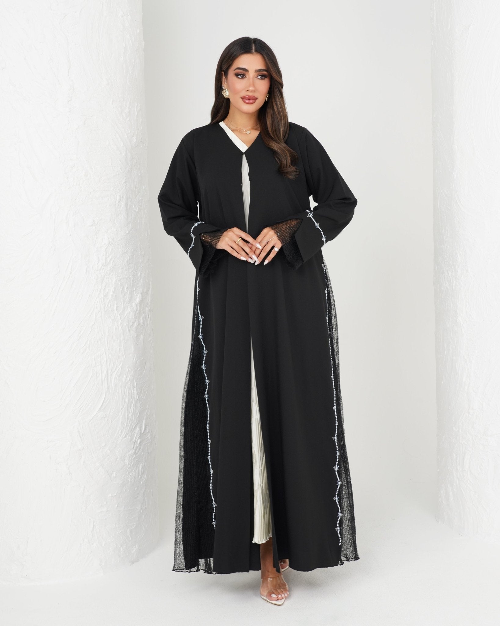 R144 Black Summer collection Abaya Set Abaya for Women UAE – Abaya – Rutba Fashion Abaya