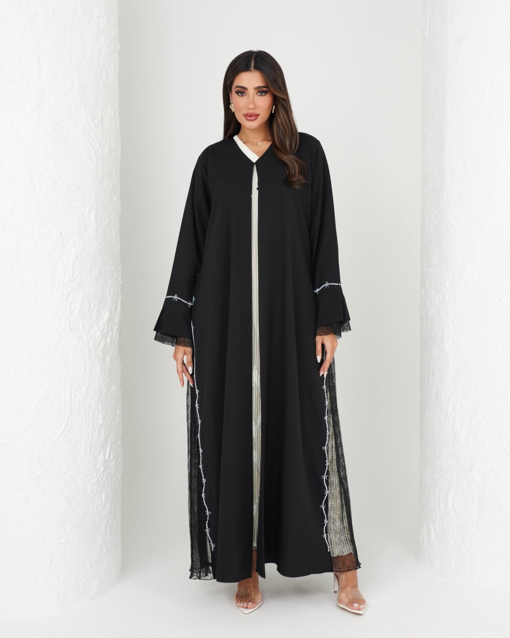 R144 Black Summer collection Abaya Set Abaya for Women UAE – Abaya – Rutba Fashion Abaya