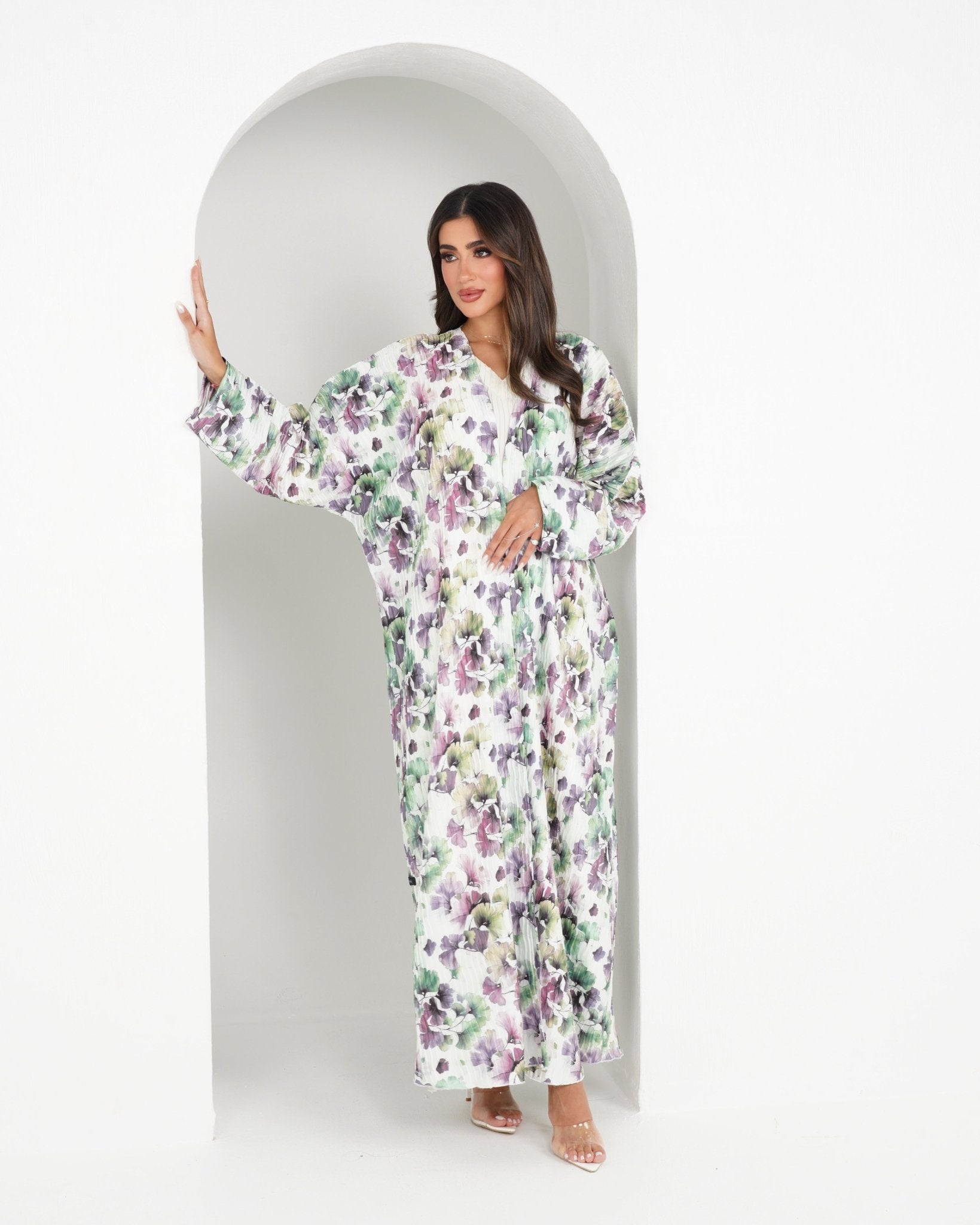R145 printed travel wear Abaya Set Abaya for Women UAE – Abaya – Rutba Fashion Abaya