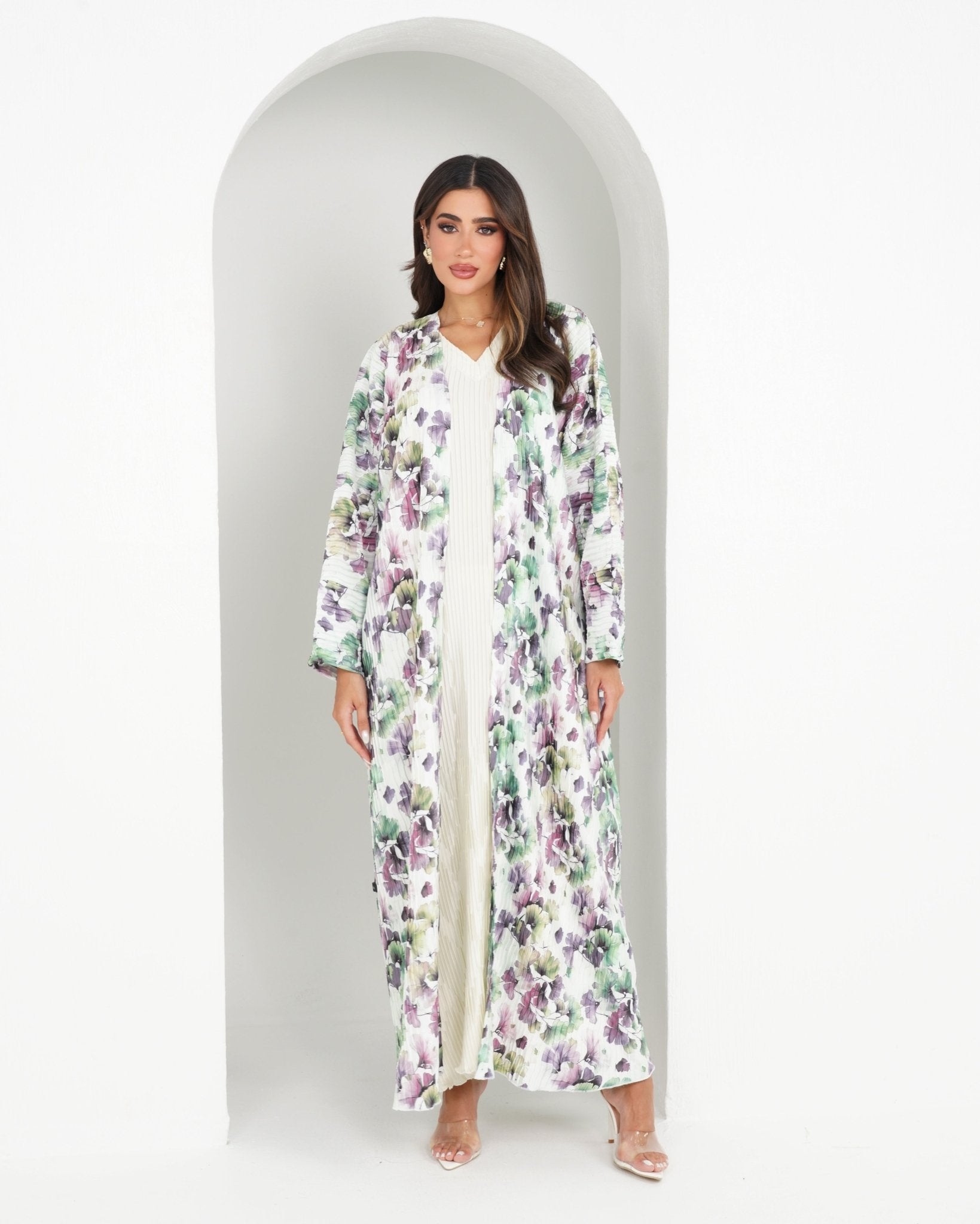 R145 printed travel wear Abaya Set Abaya for Women UAE – Abaya – Rutba Fashion Abaya