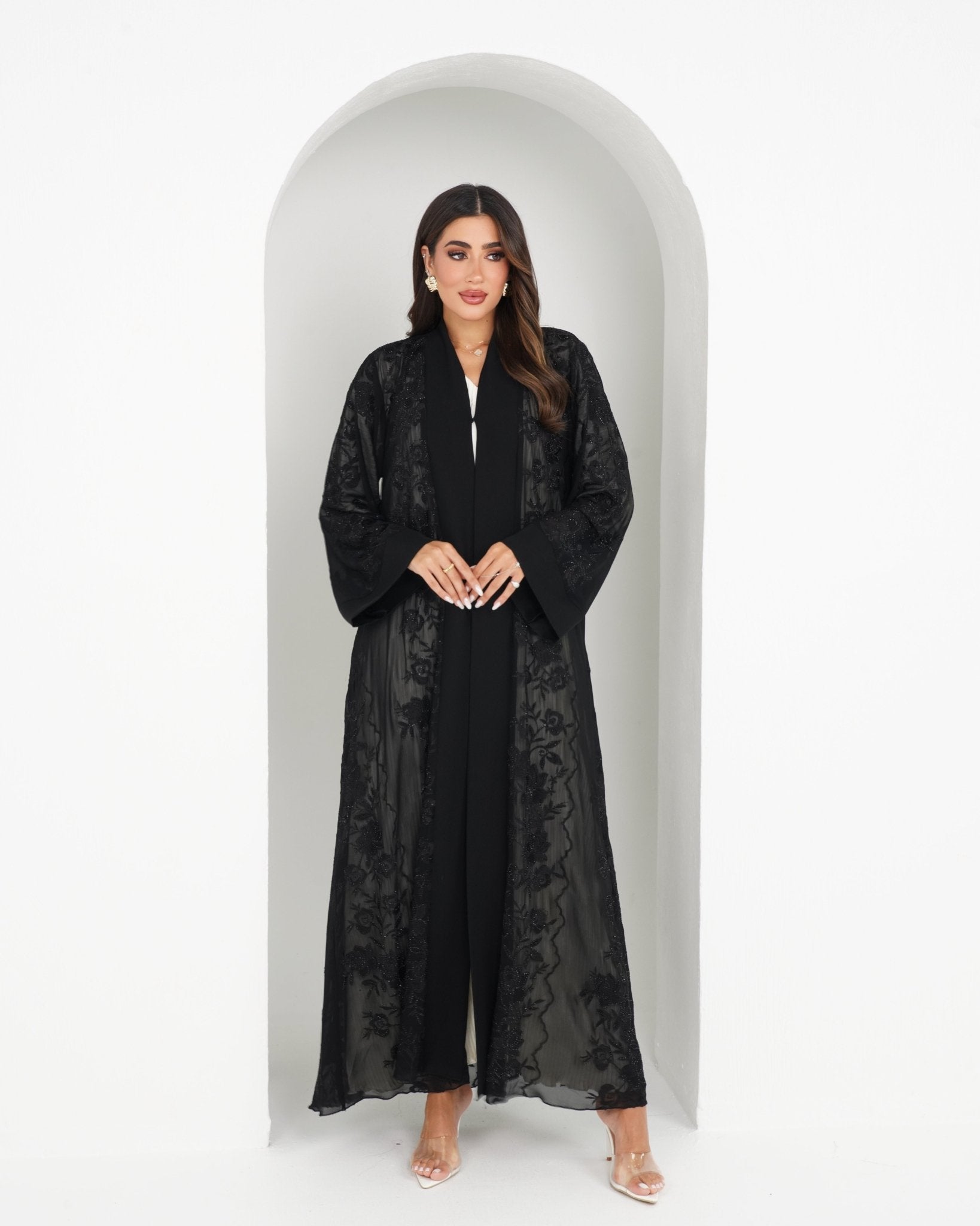 R147 Black Summer collection Abaya Set Abaya for Women UAE – Abaya – Rutba Fashion Abaya