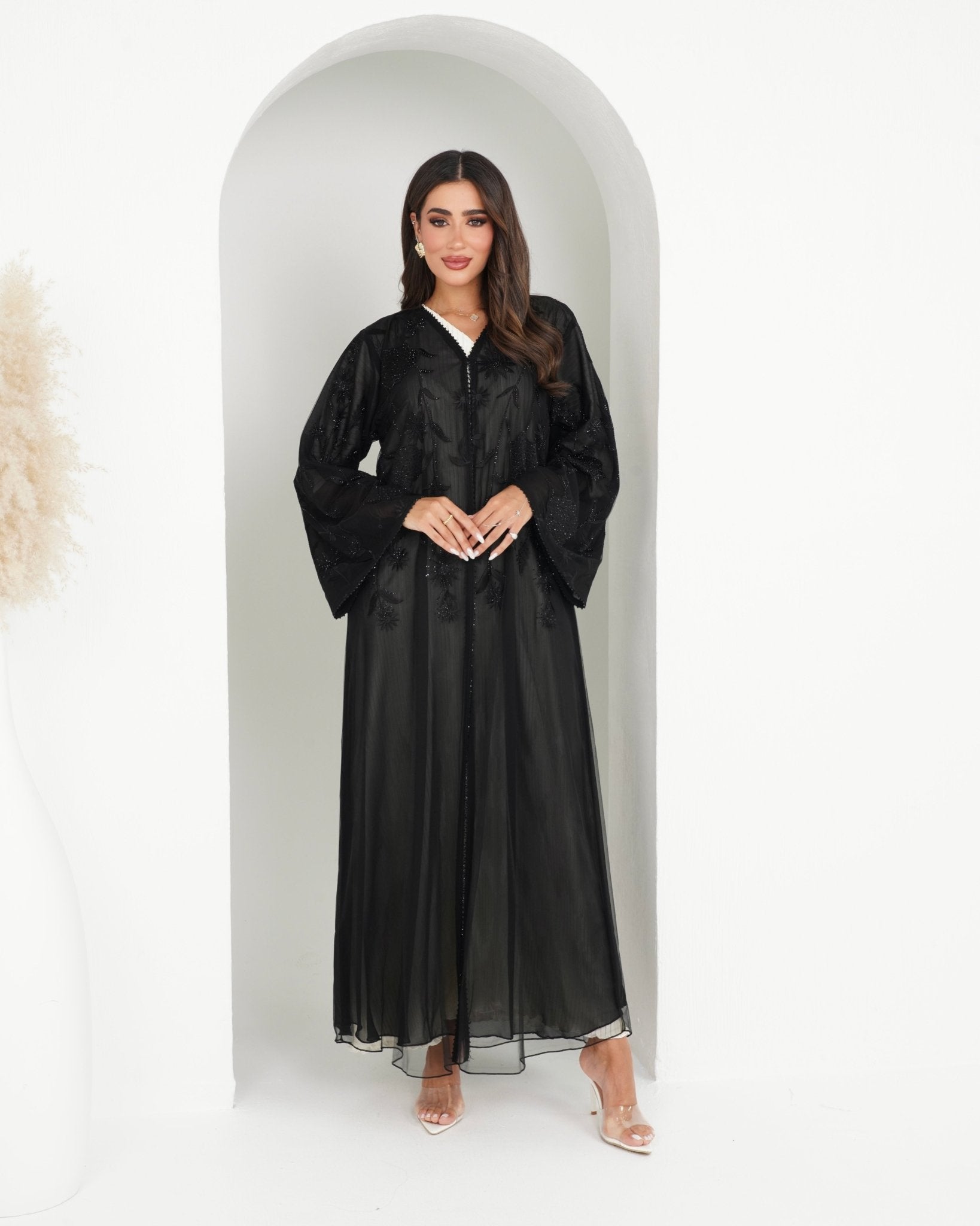 R148 Black Elegant Summer collection Abaya Set Abaya for Women UAE – Abaya – Rutba Fashion Abaya
