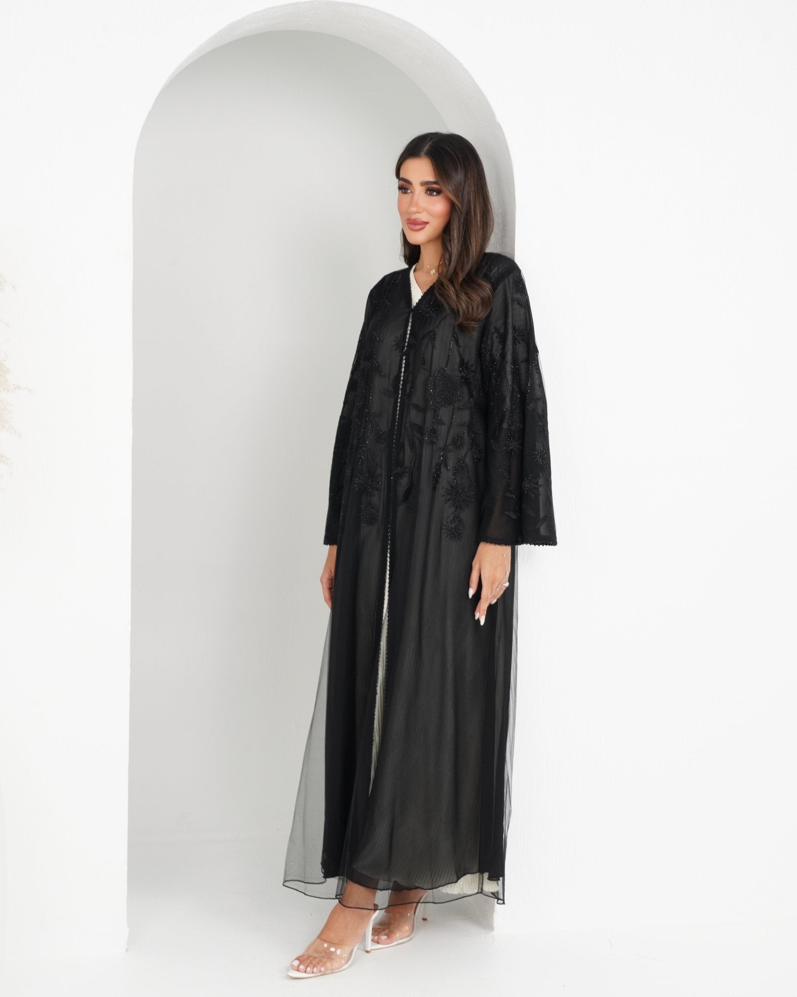 R148 Black Elegant Summer collection Abaya Set Abaya for Women UAE – Abaya – Rutba Fashion Abaya