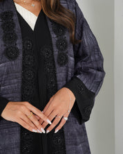 R151 Light blue and black Abaya Set Abaya for Women UAE – Abaya – Rutba Fashion Abaya