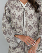 R152 Summer Beige Dantel Abaya Set Abaya for Women UAE – Abaya – Rutba Fashion Abaya