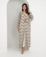 R152 Summer  Beige Dantel  Abaya Set