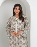 R152 Summer Beige Dantel Abaya Set Abaya for Women UAE – Abaya – Rutba Fashion Abaya