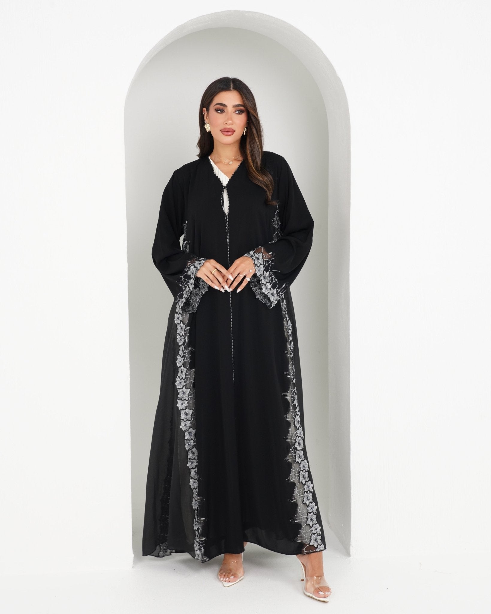 R153 Black Summer collection Abaya Set Abaya for Women UAE – Abaya – Rutba Fashion Abaya