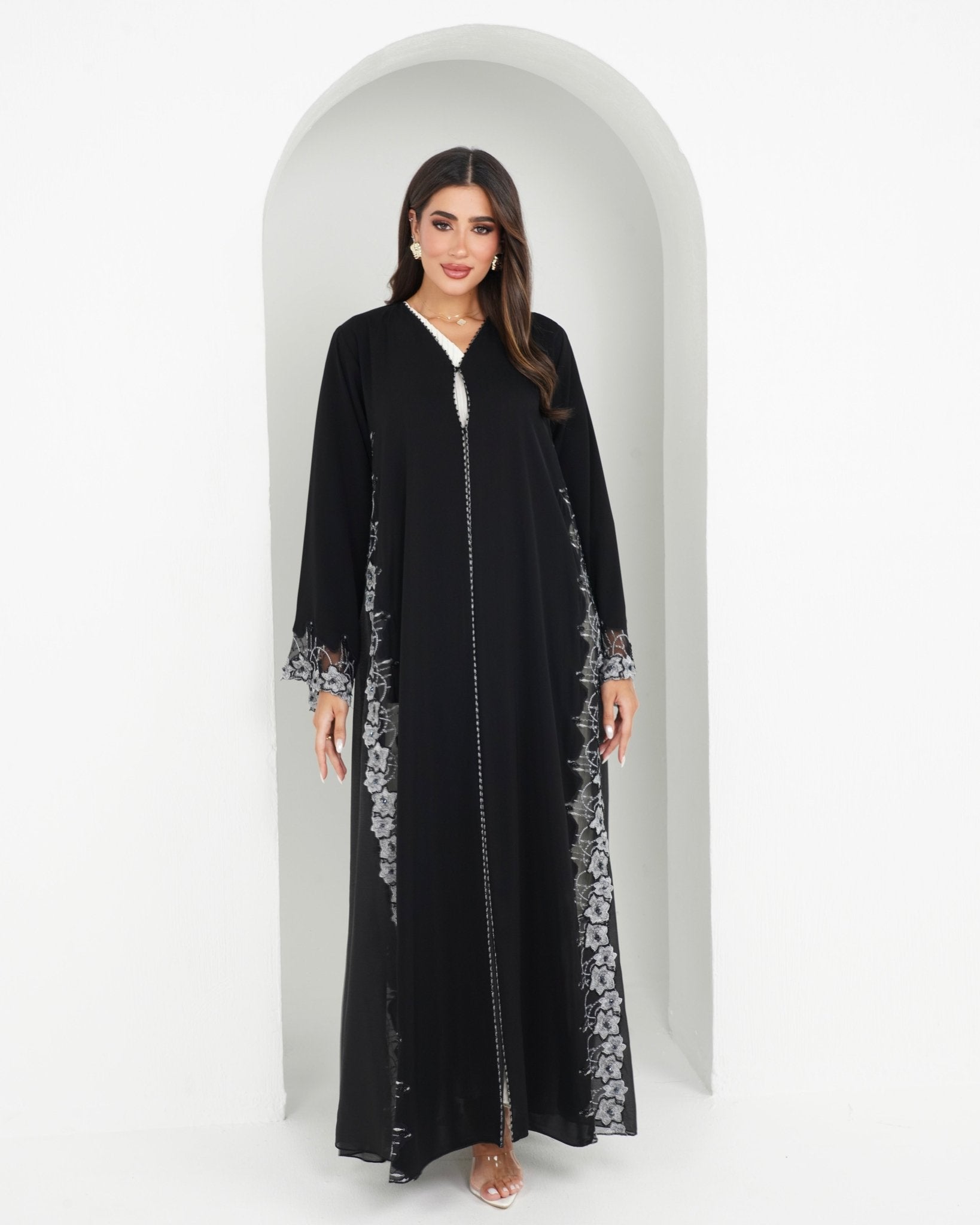 R153 Black Summer collection Abaya Set Abaya for Women UAE – Abaya – Rutba Fashion Abaya