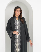 R154 C Green Dantel Glaring Abaya Set Abaya for Women UAE – Abaya – Rutba Fashion Abaya