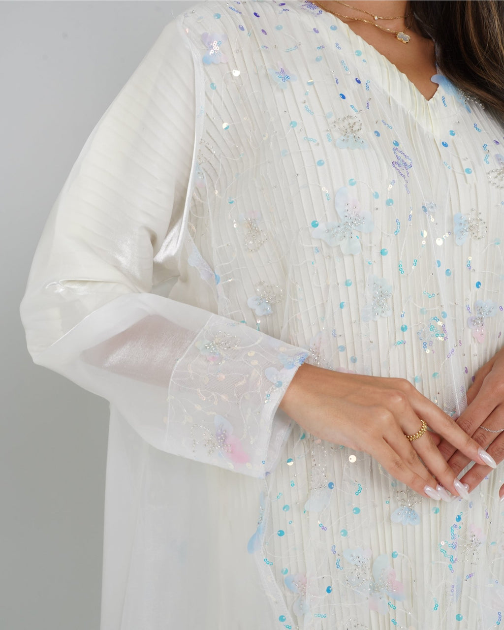 R155 White princess party Abaya Set Abaya for Women UAE – Abaya – Rutba Fashion Abaya