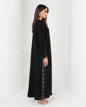 R156 Black Dantel Abaya Set Abaya for Women UAE – Abaya – Rutba Fashion Abaya