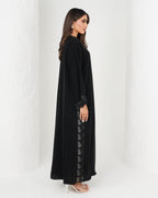 R156 Black Dantel Abaya Set Abaya for Women UAE – Abaya – Rutba Fashion Abaya