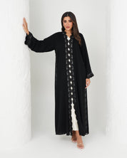 R156 Black Dantel Abaya Set Abaya for Women UAE – Abaya – Rutba Fashion Abaya