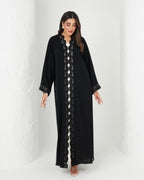 R156 Black Dantel Abaya Set Abaya for Women UAE – Abaya – Rutba Fashion Abaya