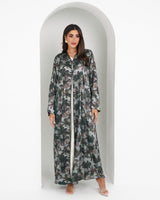 R159 Travel Wear  C green printed  Abaya Set