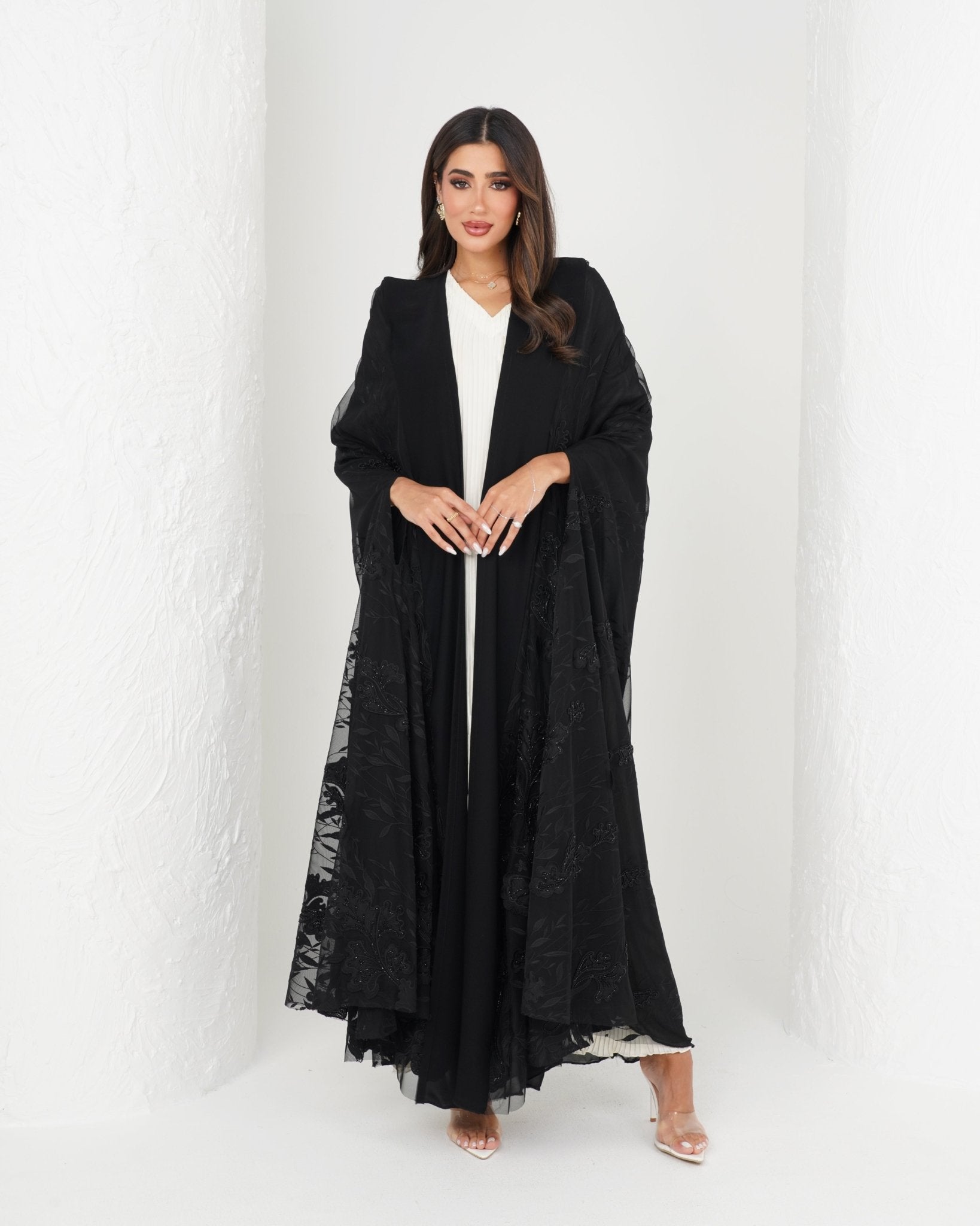 R160 Black wedding and party Collection Abaya Set Abaya for Women UAE – Abaya – Rutba Fashion Abaya