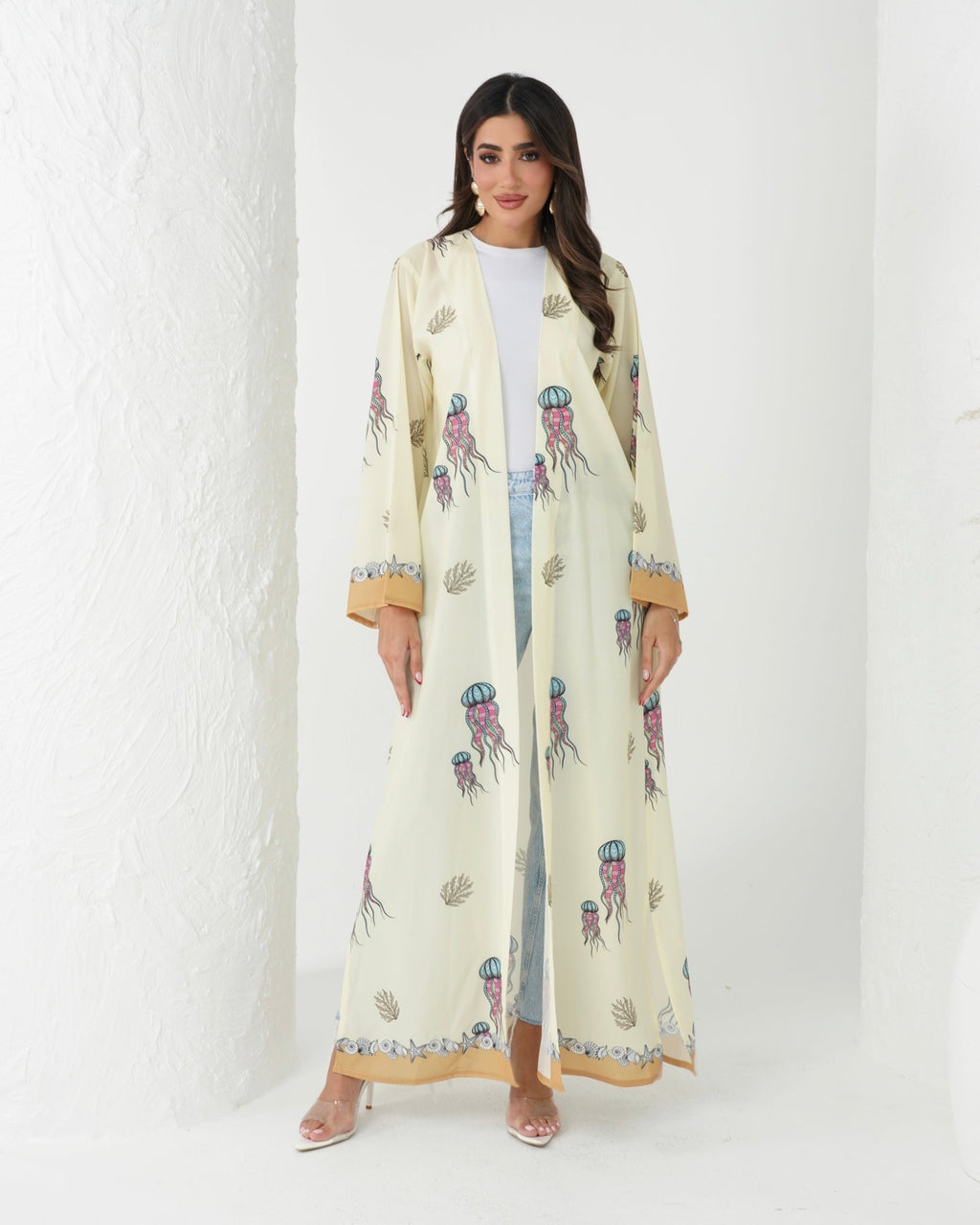 R162 the ocean printed summer wear Abaya Set Abaya for Women UAE – Abaya – Rutba Fashion Abaya