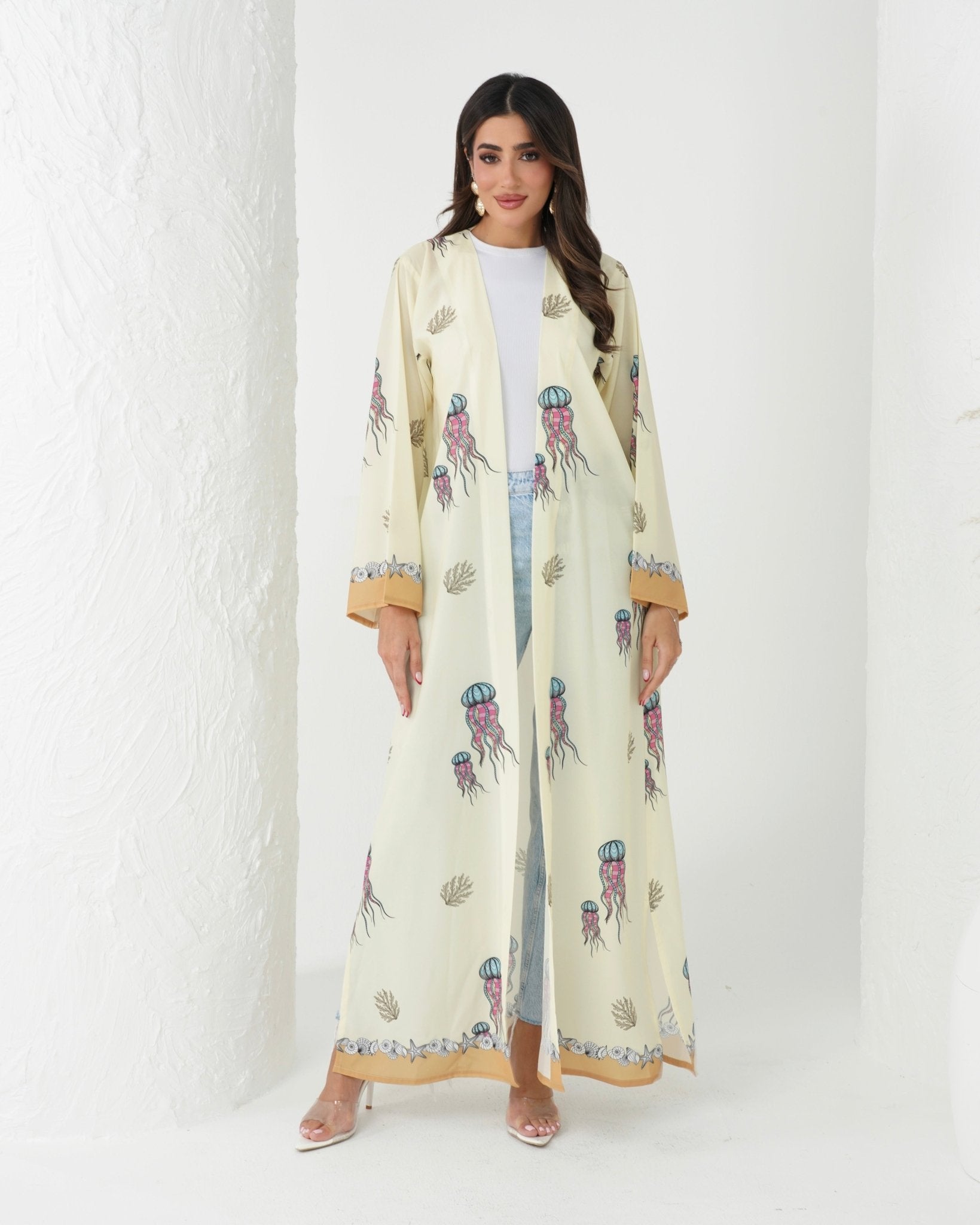 R162 the ocean printed summer wear Abaya Set Abaya for Women UAE – Abaya – Rutba Fashion Abaya