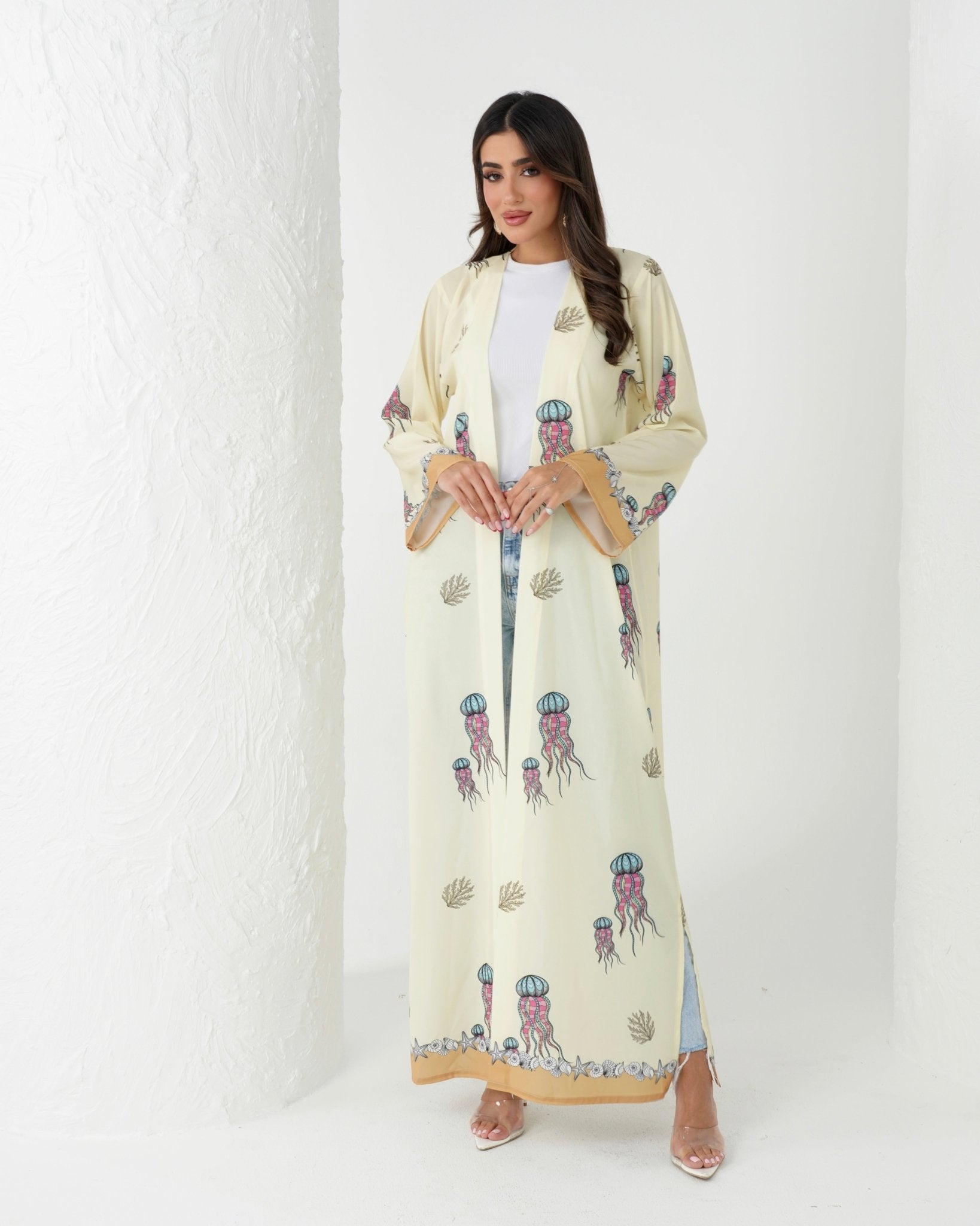 R162 the ocean printed summer wear Abaya Set Abaya for Women UAE – Abaya – Rutba Fashion Abaya