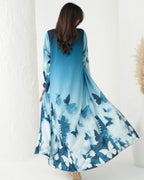 R163 Butterfly printed summer wear Abaya Set Abaya for Women UAE – Abaya – Rutba Fashion Abaya