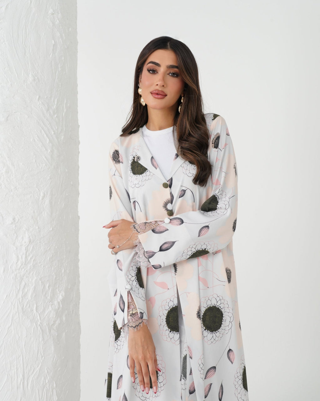 R164 Flower printed summer wear Abaya Set Abaya for Women UAE – Abaya – Rutba Fashion Abaya