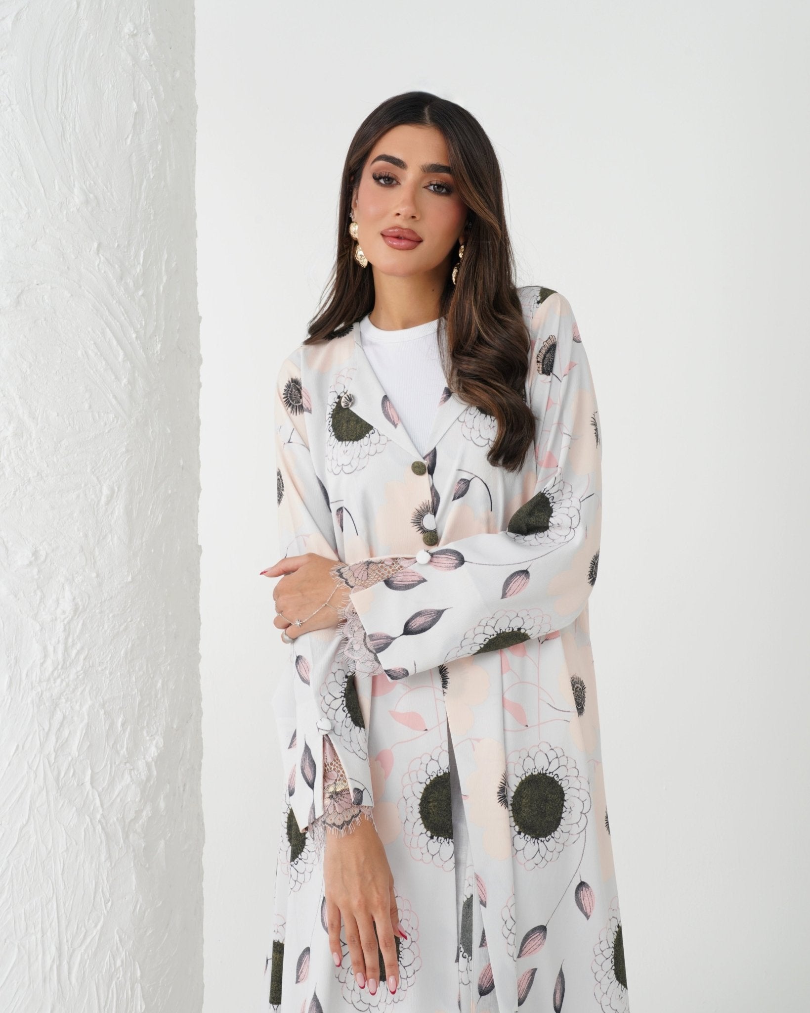 R164 Flower printed summer wear Abaya Set Abaya for Women UAE – Abaya – Rutba Fashion Abaya