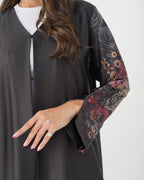 R165 Lavender Flower printed summer wear Abaya Set Abaya for Women UAE – Abaya – Rutba Fashion Abaya