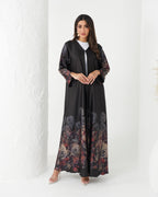 R165 Lavender Flower printed summer wear Abaya Set Abaya for Women UAE – Abaya – Rutba Fashion Abaya