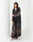 R165 Lavender Flower printed summer wear Abaya Set Abaya for Women UAE – Abaya – Rutba Fashion Abaya