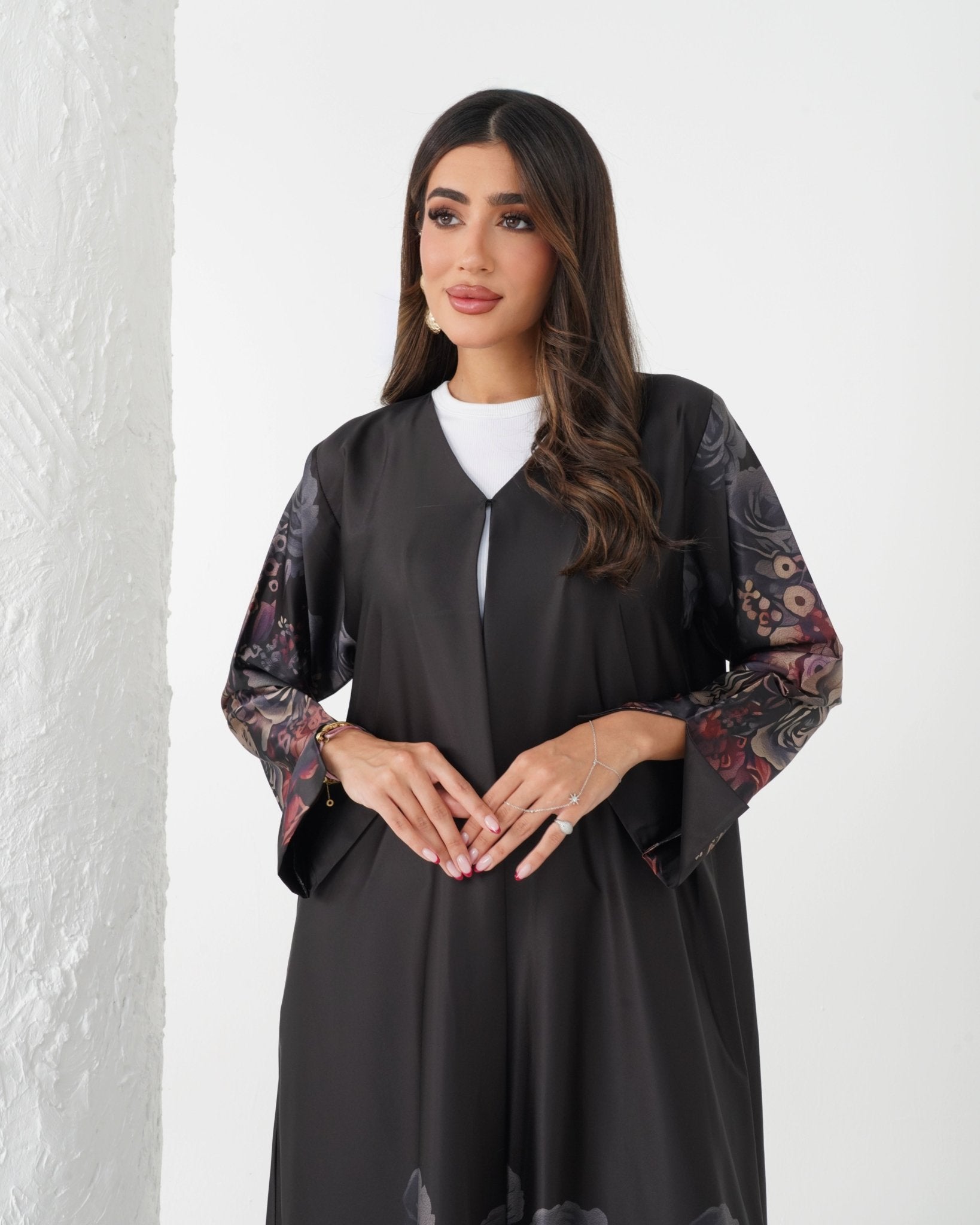 R165 Lavender Flower printed summer wear Abaya Set Abaya for Women UAE – Abaya – Rutba Fashion Abaya