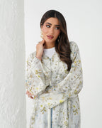 R166 Flower leaf printed summer wear Abaya Set Abaya for Women UAE – Abaya – Rutba Fashion Abaya