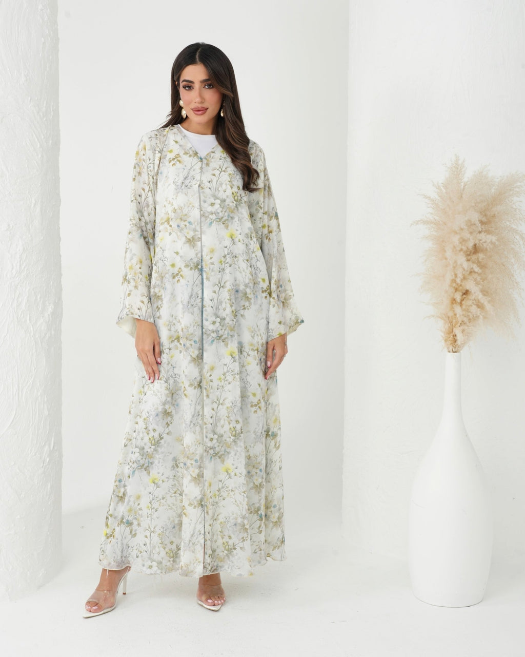 R166 Flower leaf printed summer wear Abaya Set Abaya for Women UAE – Abaya – Rutba Fashion Abaya