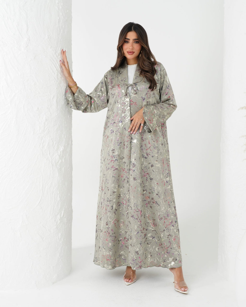 R167 Elegant printed summer wear Abaya Set Abaya for Women UAE – Abaya – Rutba Fashion Abaya