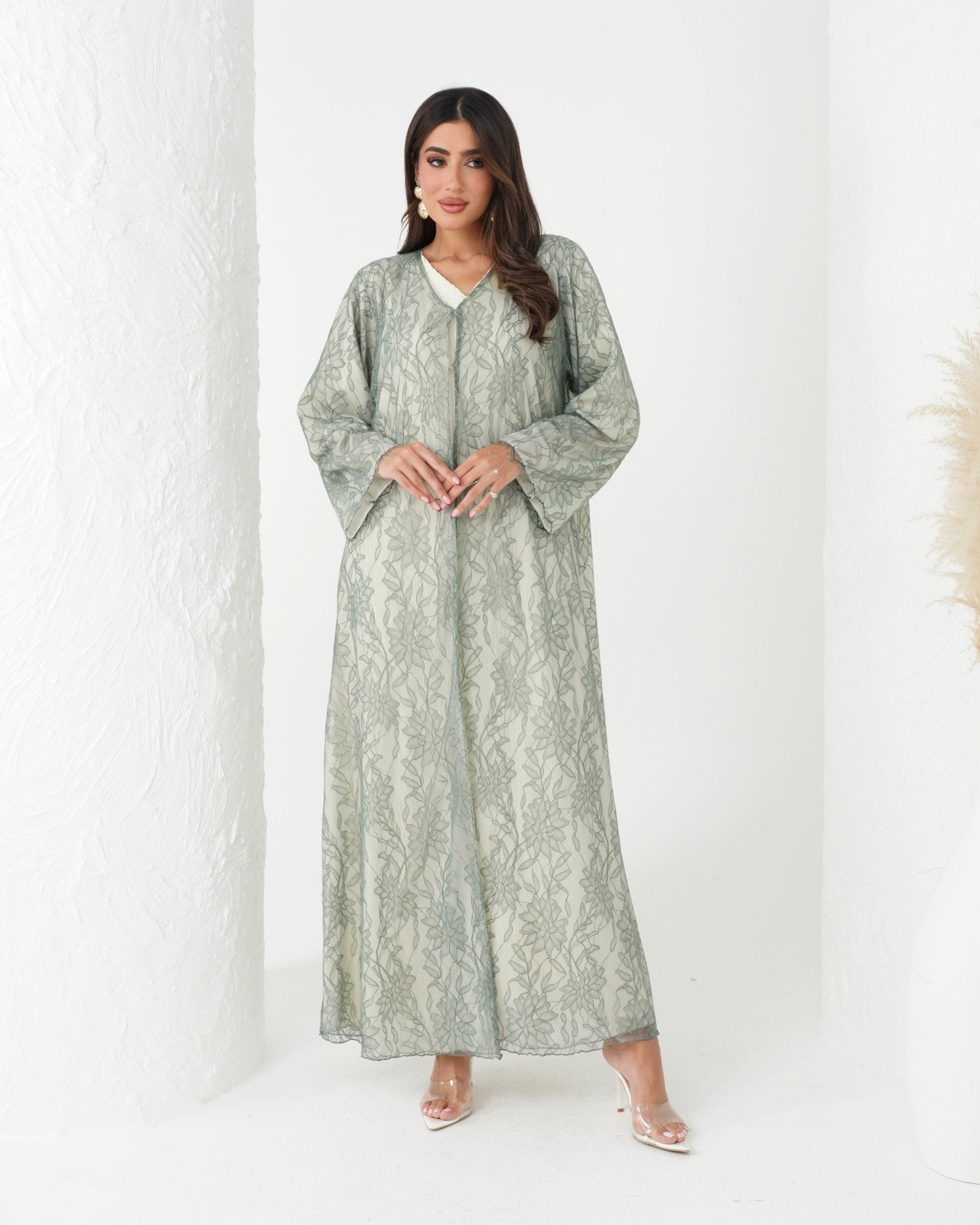 R168 Dantel Summer wear Abaya Set Abaya for Women UAE – Abaya – Rutba Fashion Abaya