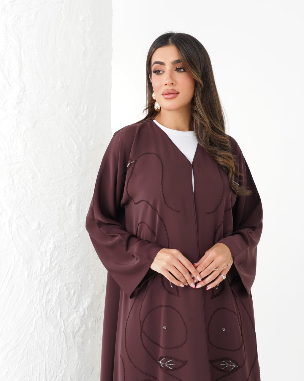 R169 Maroon Glaring Abaya Set Abaya for Women UAE – Abaya – Rutba Fashion Abaya