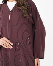 R169 Maroon Glaring Abaya Set Abaya for Women UAE – Abaya – Rutba Fashion Abaya
