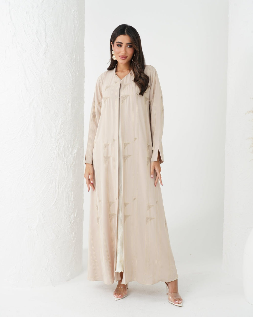 R172 Summer Beige Abaya Set Abaya for Women UAE – Abaya – Rutba Fashion Abaya
