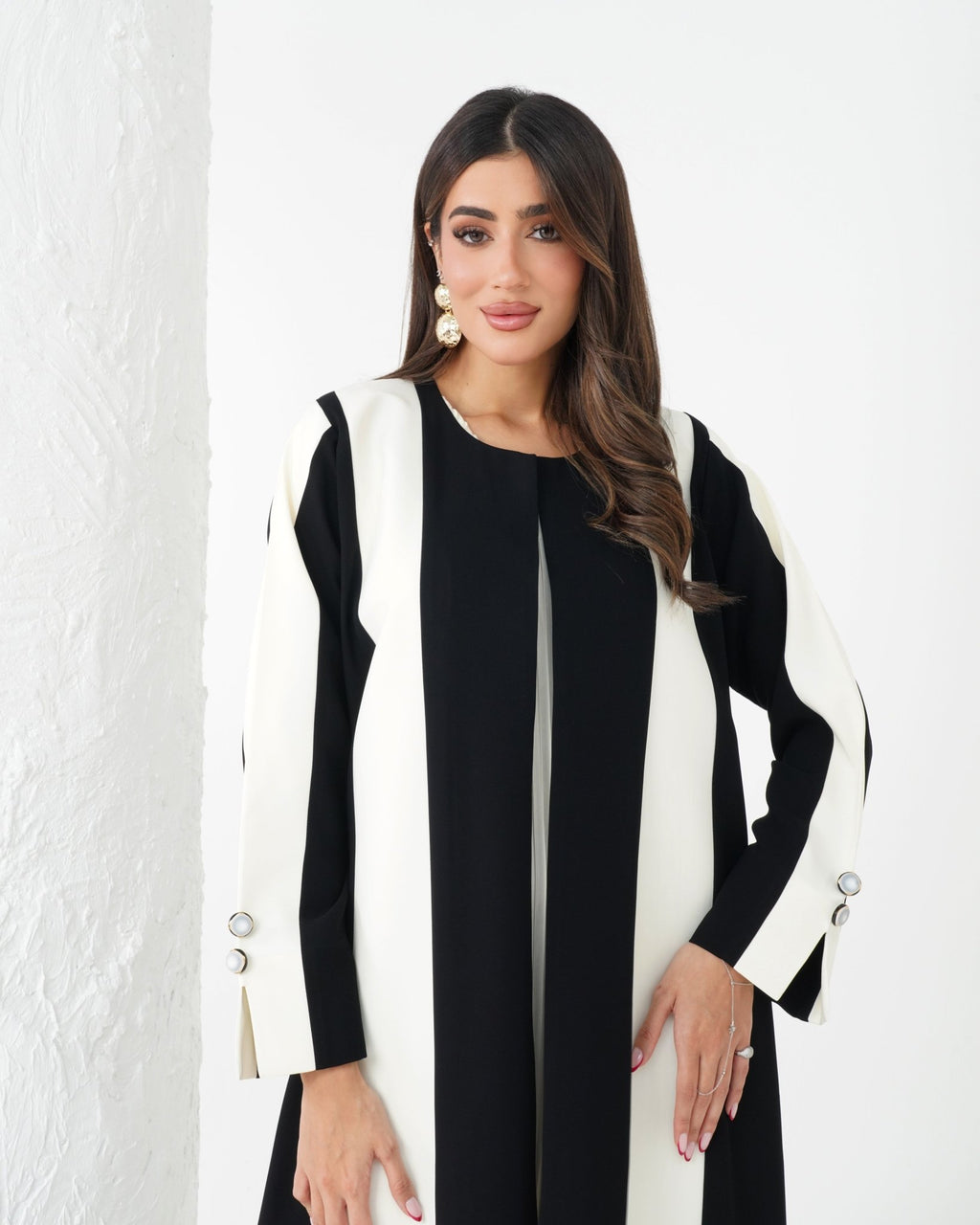 R175 Black And White Exclusive Designer Abaya Set Abaya for Women UAE – Abaya – Rutba Fashion Abaya